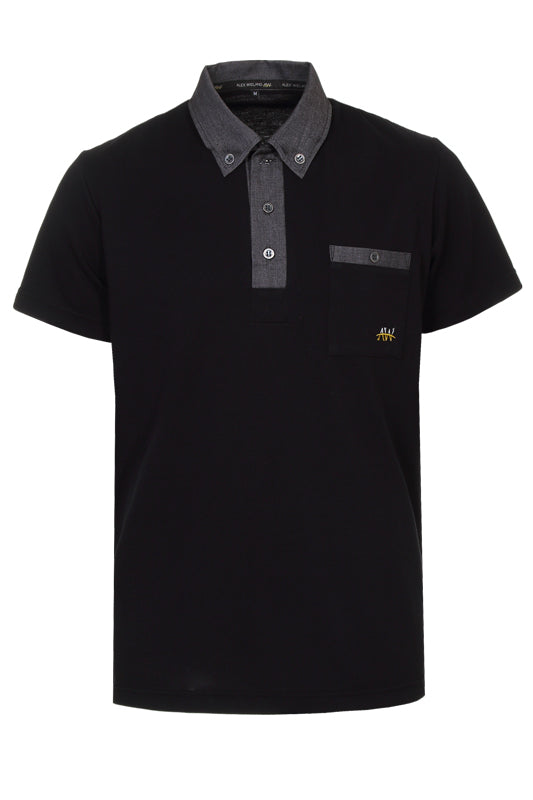 Performance Poloshirt Luan mit Button- Down Kragen in Jeans