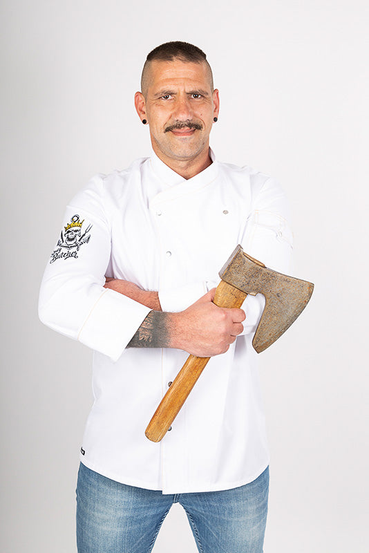 Herren Kochjacke Alejandro_Spicy Butcher Edition in Weiß