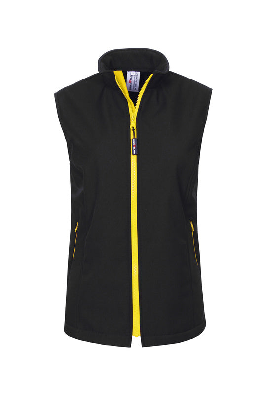 Damen Softshellweste Anouka_Black Edition mit Reißverschluss in Gelb