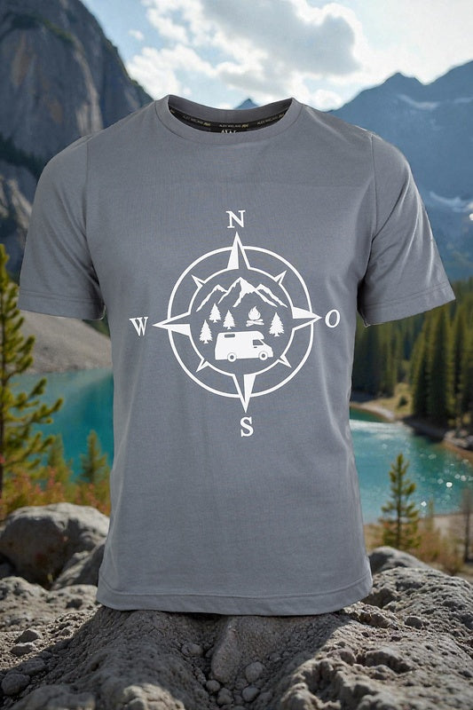 Wiemobil Campingshirt „Kompassrose & Camper“ – graphite