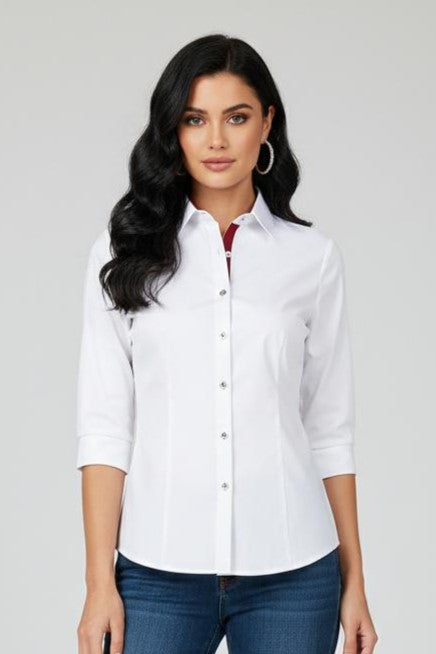 Damenbluse Rajana_White Edition mit 3/4 Armen