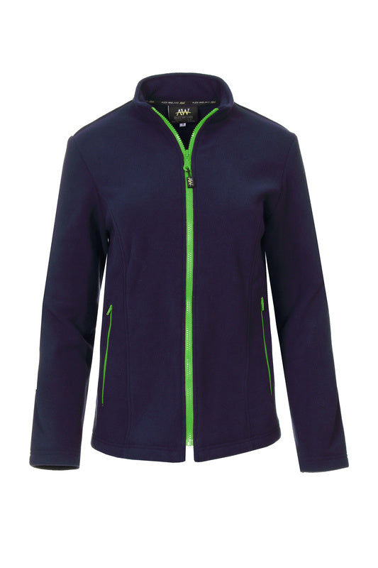 Damen Fleecejacke Emma_Navy Edition mit grünen Reißverschluss