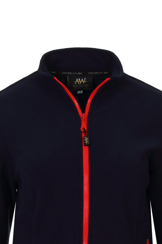 Damen Fleecejacke Emma_Navy Edition mit rotem Reißverschluss