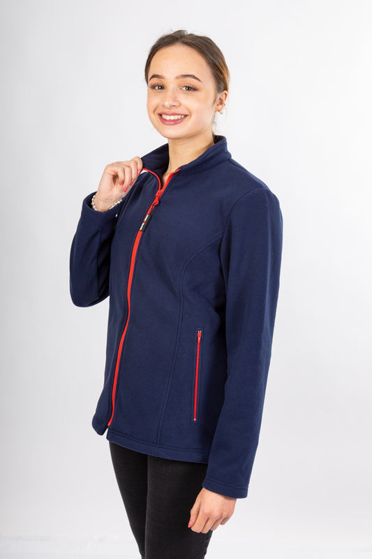 Damen Fleecejacke Emma_Navy Edition mit rotem Reißverschluss