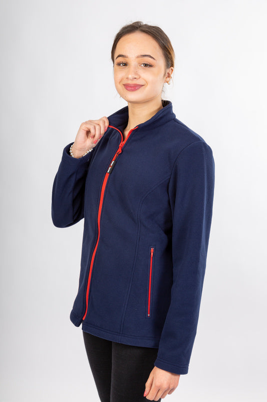 Damen Fleecejacke Emma_Navy Edition mit rotem Reißverschluss
