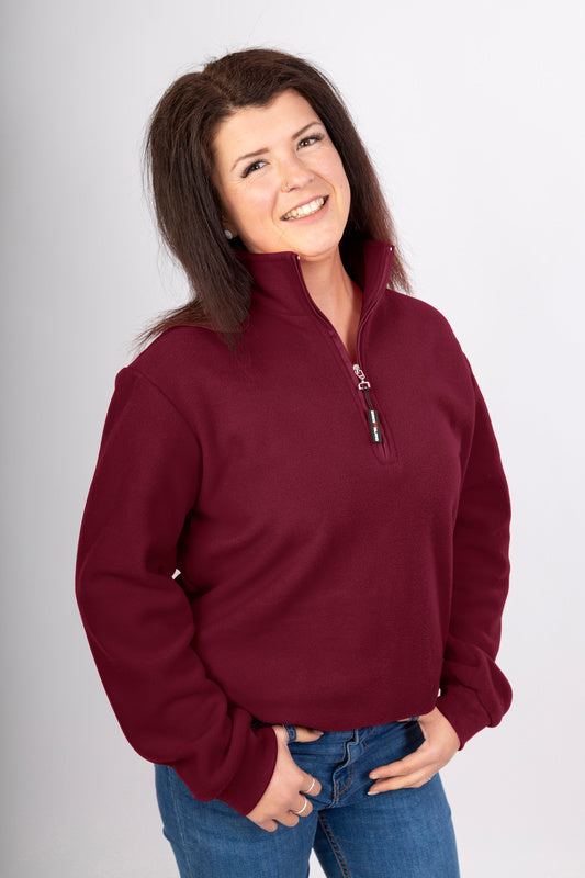 Half-zip Fleece Pullover Europa in Weinrot