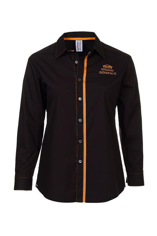 Performance Herrenhemd Falco_Black Edition mit farbiger Steppnaht und farbigen Textilband