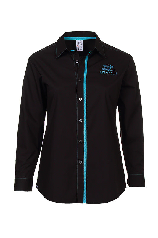 Performance Herrenhemd Falco_Black Edition mit farbiger Steppnaht und farbigen Textilband