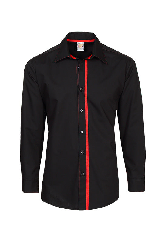 Performance Herrenhemd Falco_Black Edition mit farbiger Steppnaht und farbigen Textilband