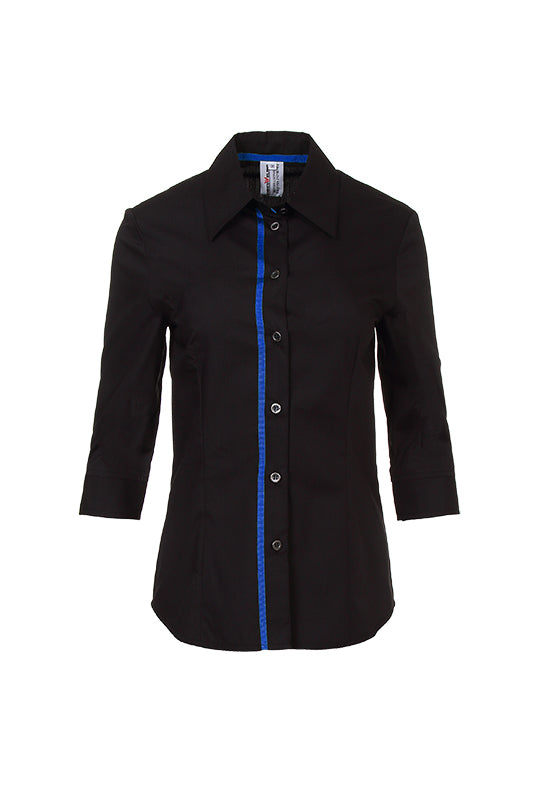 Damen Bluse Falconia_Black Edition in Schwarz mit Blau