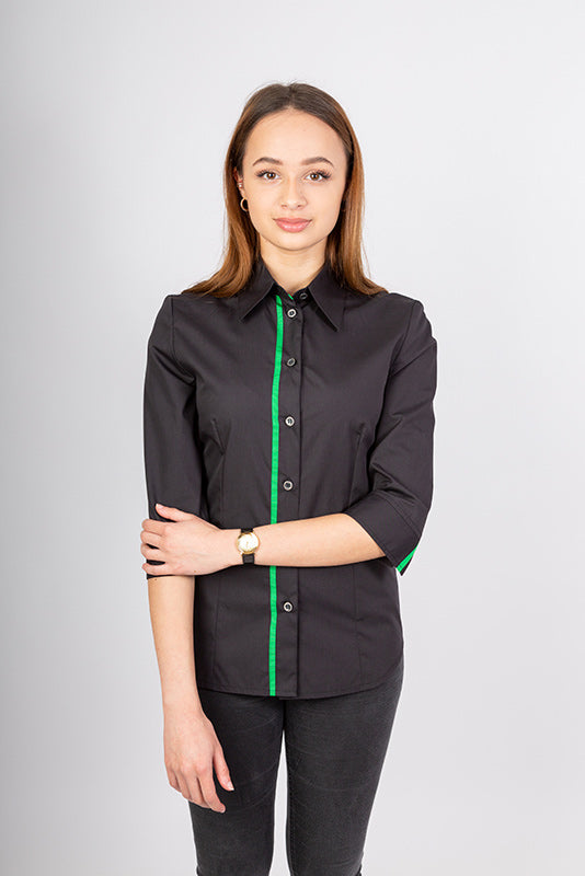 Damen Bluse Falconia_Black Edition in Schwarz mit Grün