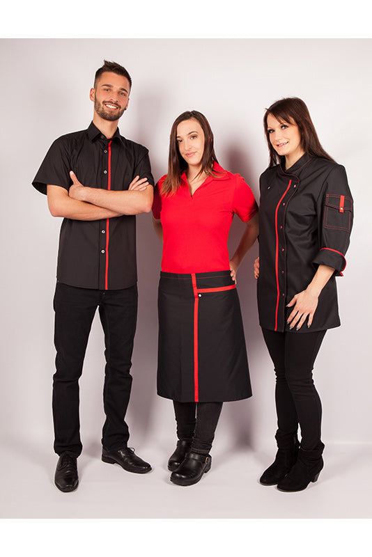 Damenkochjacke Alessia_Black Edition in Schwarz mit Rot