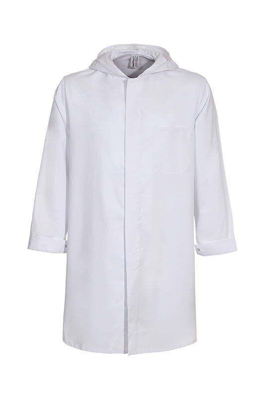 Fleischträgermantel Hamburg in Weiß und Kapuze