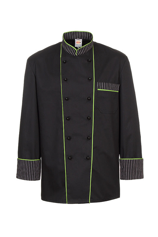 Schwarze Herren Kochjacke mit Lime Green