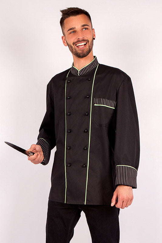 Langarm Kochjacke Henri_Black Edition in schwarz