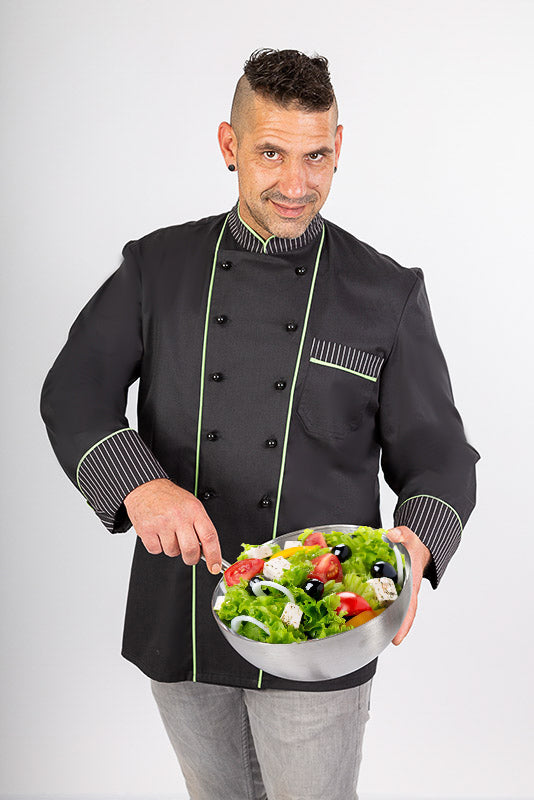 Langarm Kochjacke Henri_Black Edition in schwarz