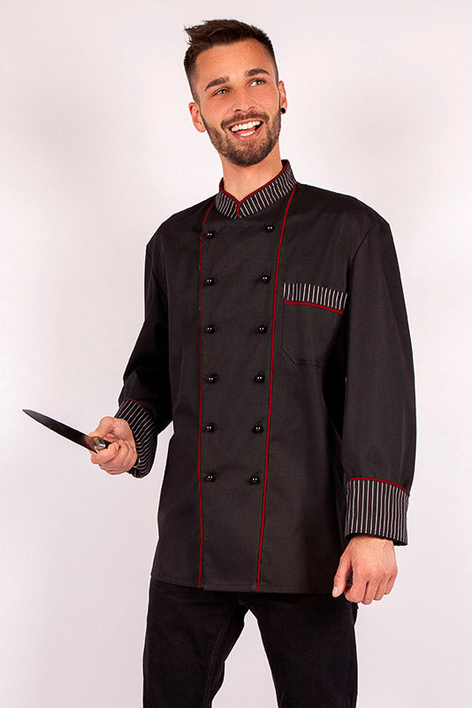 Langarm Kochjacke Henri_Black Edition in schwarz