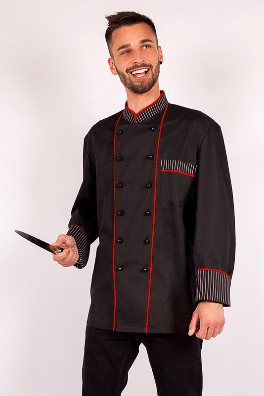 Langarm Kochjacke Henri_Black Edition in schwarz