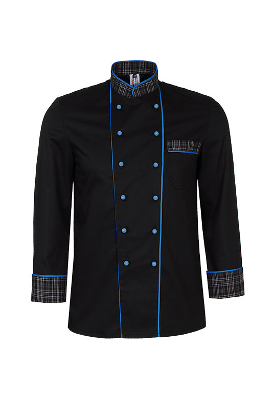 Kochjacke Henri_Serie 165 in Schwarz mit Blau