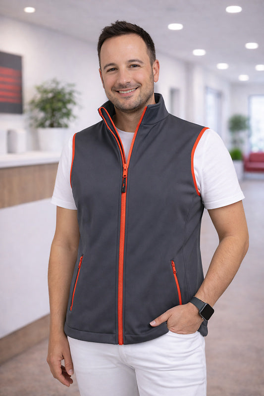 Herren Softshellweste Anouk_Grey Edition – modern, bequem und made in Germany