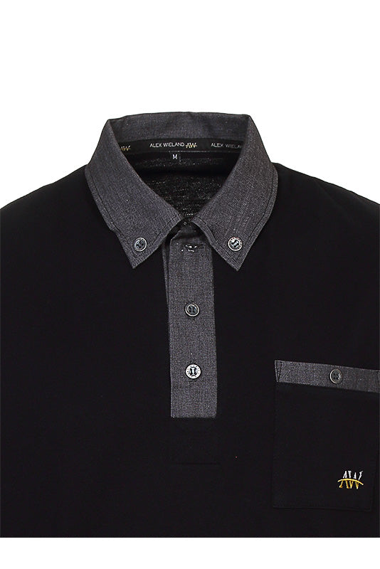 Performance Poloshirt Luan mit Button- Down Kragen in Jeans