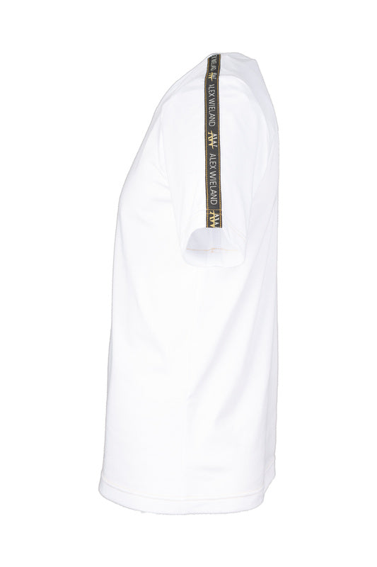 Exclusives T-Shirt in weiß | Weisses V-Neck Shirt Ibiza in Detailansicht
