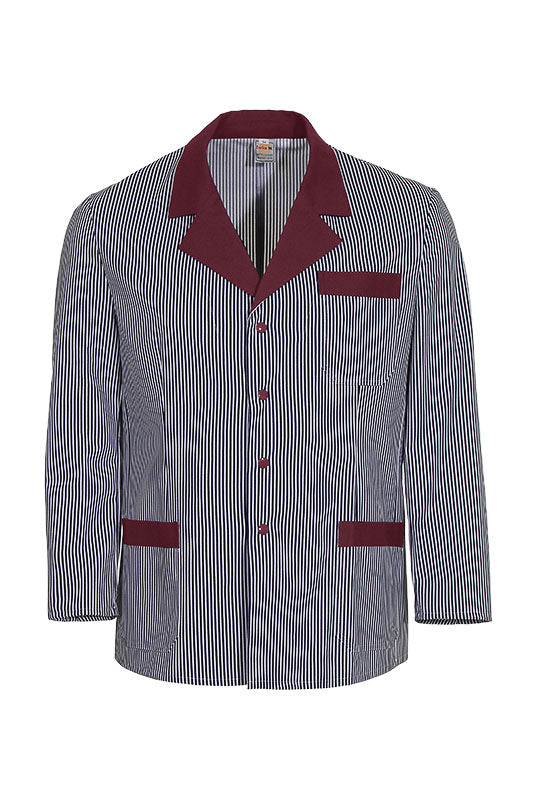 Gestreifter Fleischerkittel Lars_Classic Edition in schwarz bordeaux von Enrico Wieland Berufsmode