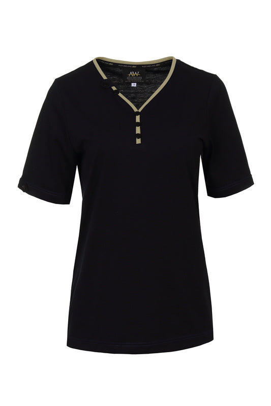 Damen T-Shirt Lilja_Black Edition mit V-Ausschnitt in Beige