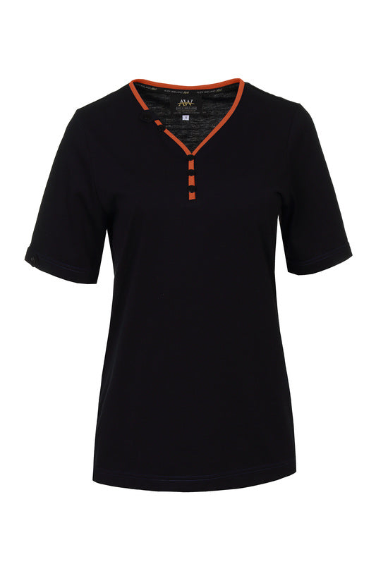 Damen T-Shirt Lilja_Black Edition mit V-Ausschnitt in Orange