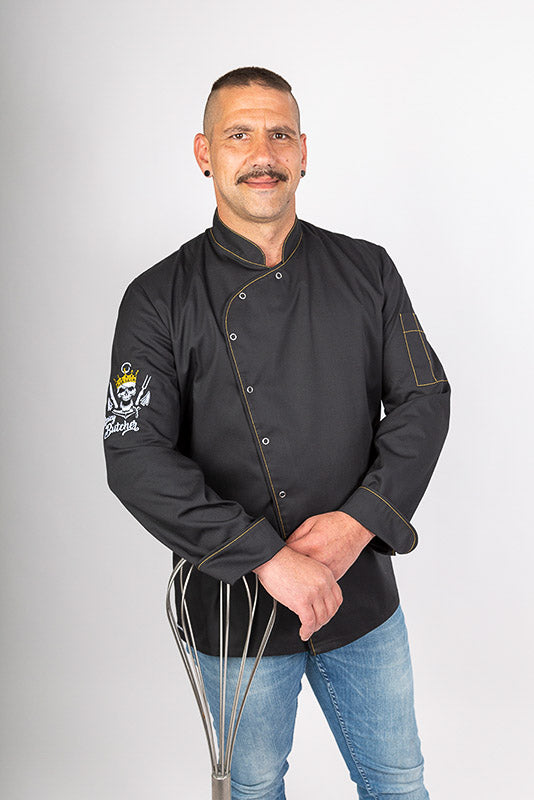 Herren Kochjacke Lorenzo_Spicy Butcher Edition in Schwarz