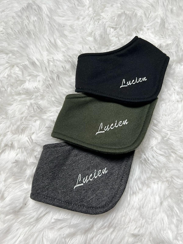 Bibs set of 3 with name – handmade from Issigau