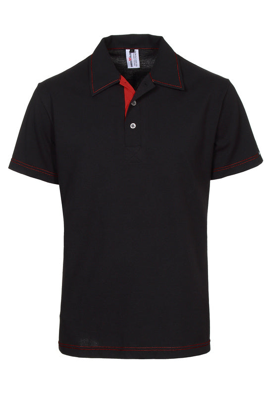 Herren Poloshirt Martin_Black Edition mit Untertritt in Rot