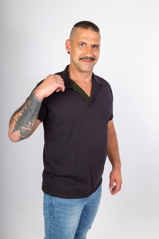 Herren Poloshirt Martin_Black Edition mit Untertritt in Dunkelgrün