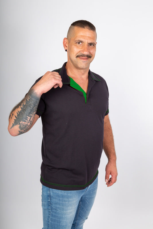 Herren Poloshirt Martin_Black Edition mit Untertritt in Grün