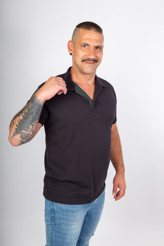 Herren Poloshirt Martin_Black Edition mit Untertritt in Grau