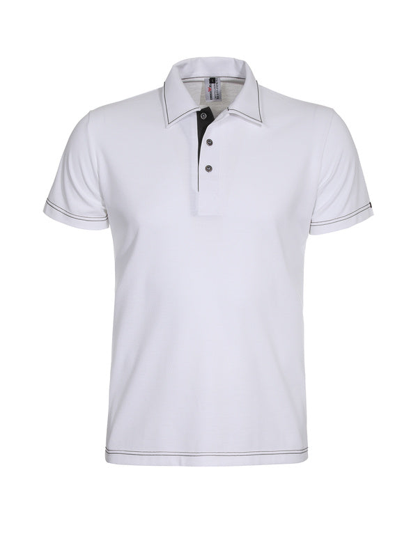 Poloshirt Martin_White Edition 1/2 Arm in Weiß mit Schwarz