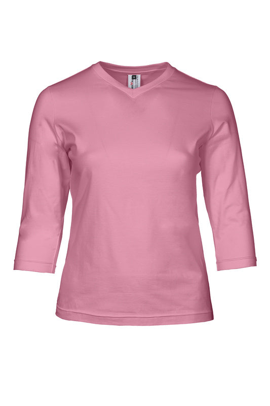 Unisex T-Shirt Neapel mit 3/4 Arm in Rosa