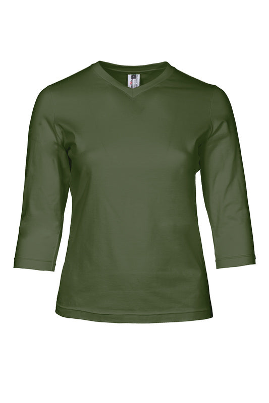 Unisex T-Shirt Neapel mit 3/4 Arm in Dunkelgrün