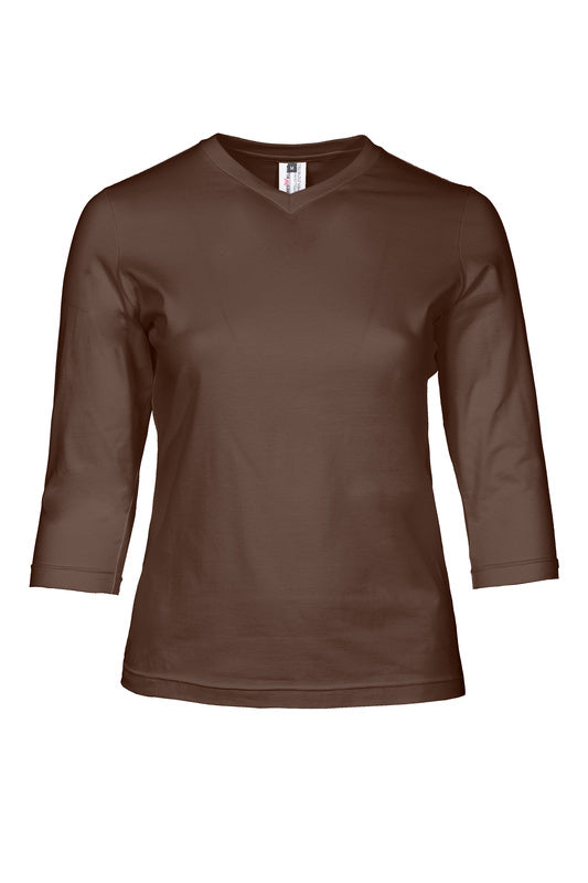 Unisex T-Shirt Neapel mit 3/4 Arm in Braun