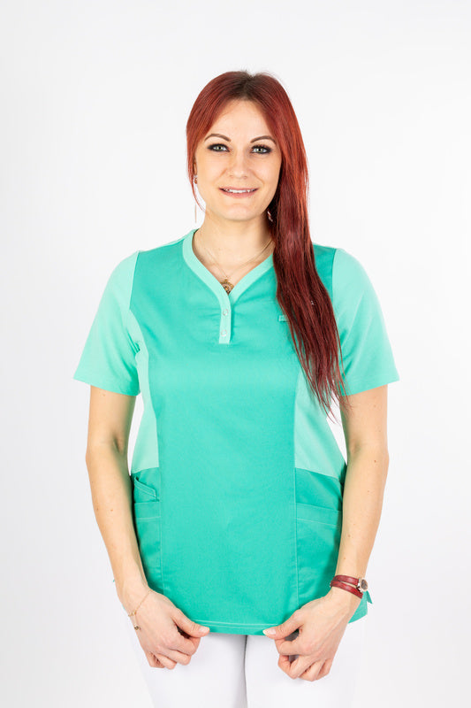 Pflegekasack Nila mit Poloshirteinsätzen in Farbe Mintgrün