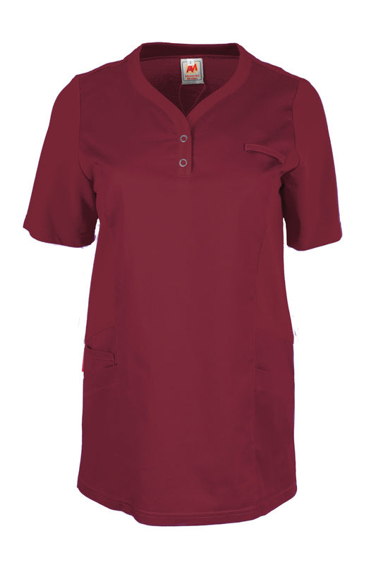 Pflegekasack Nila mit Poloshirteinsätzen in Farbe Weinrot