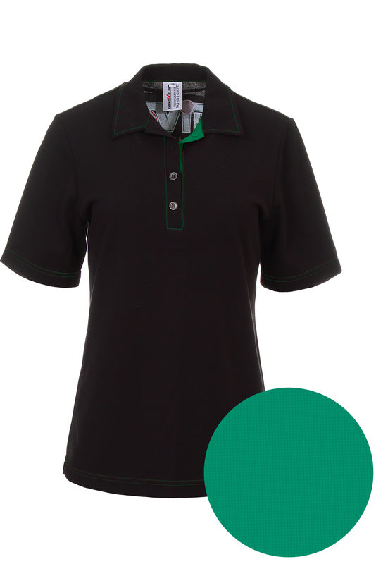 Damen Poloshirt Patty_Black Edition mit farbigen Untertritt in Grün
