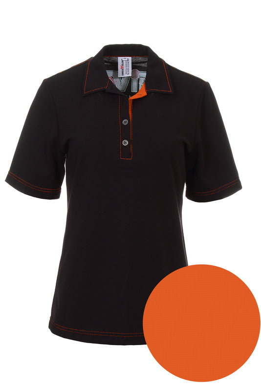 Damen Poloshirt Patty_Black Edition mit farbigen Untertritt 