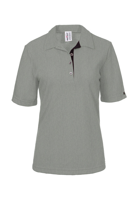 Damen Poloshirt Patty mit kurzen Ärmeln und in Grau meliert