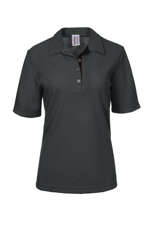 Damen Poloshirt Patty mit kurzen Ärmeln und in Dunkelgrau
