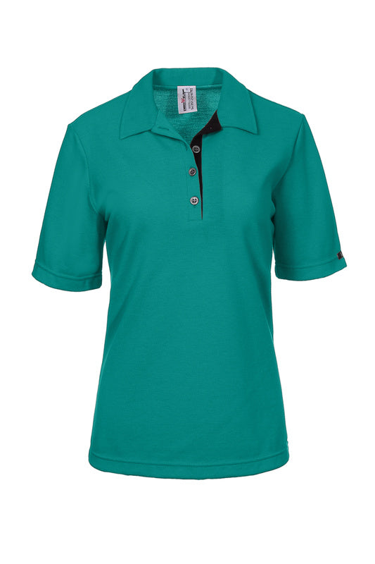 Damen Poloshirt Patty mit kurzen Ärmeln und in Blau