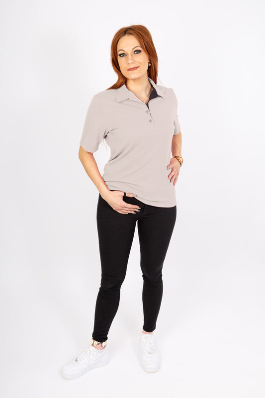 Damen Poloshirt Patty mit kurzen Ärmeln und in Hellrosa