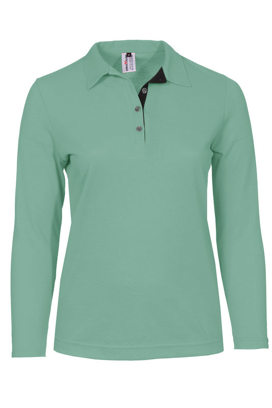 Damen Poloshirt Patty mit langen Armen in Mintgrün