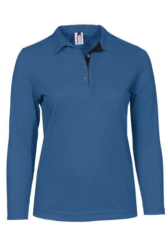 Damen Poloshirt Patty mit langen Armen in Blau