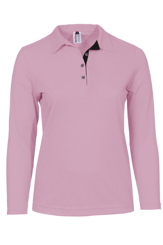 Damen Poloshirt Patty mit langen Armen in Rosa